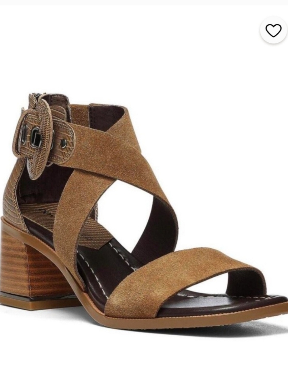 DONALD PLINER Helen Biscotti Calf Suede Leather Block Heel Strappy Sandals 6.5